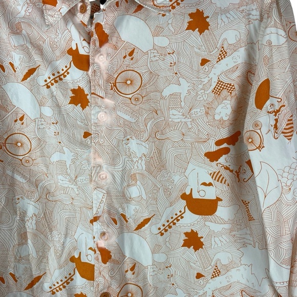 Paul Frank 2006 Orange & White Illustrated Long Sleeve Button-Down Shirt Size S - Picture 6 of 11